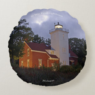 40 Mile Point Lighthouse schemer rond kussen
