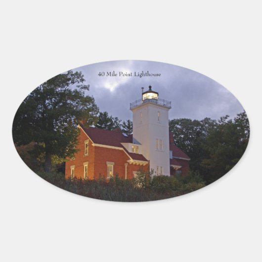 40 Mile Point Lighthouse schemker Ovale Sticker (Voorkant)
