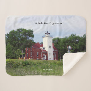 40 Mile Point Lighthouse sherpa blanket Deken