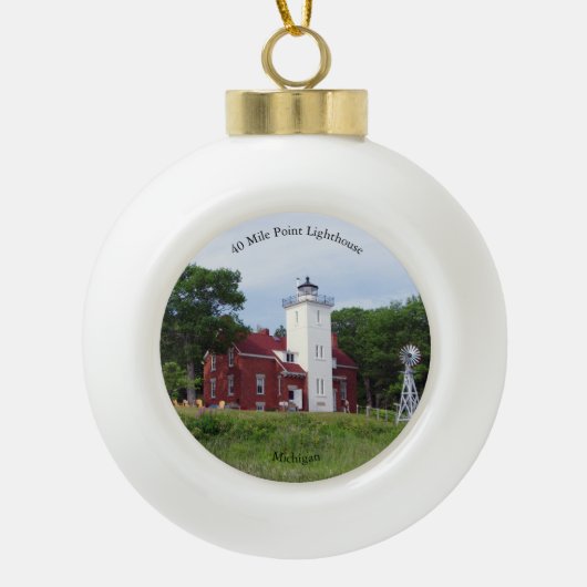 40 Mile Point Lighthouse-versiering Keramische Bal Ornament (Voorkant)