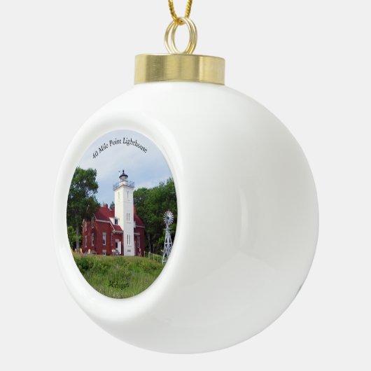 40 Mile Point Lighthouse-versiering Keramische Bal Ornament (Rechts)