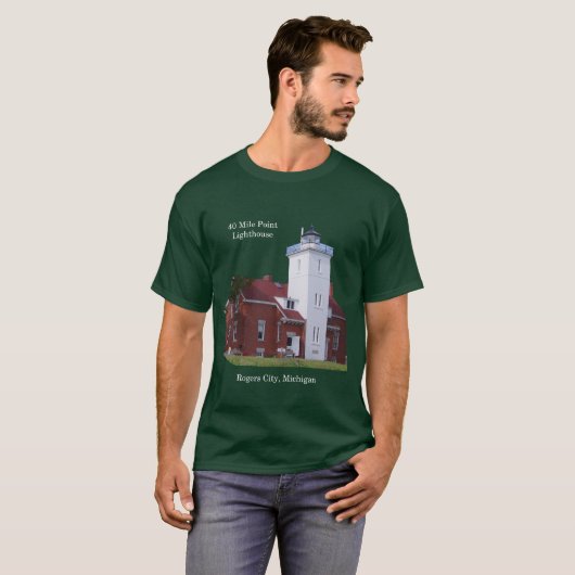 40 Mile Point vuurtoren donker shirt (Voorkant volledig)