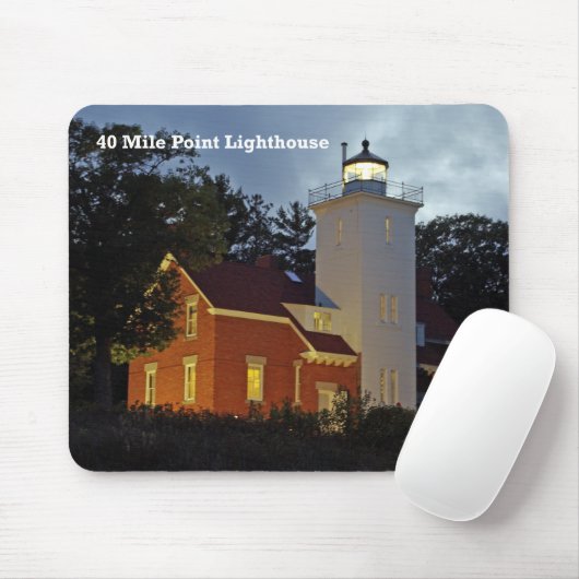 40 Mile Point vuurtoren schemering mousepad Muismat (Met muis)