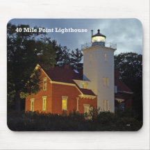 40 Mile Point vuurtoren schemering mousepad