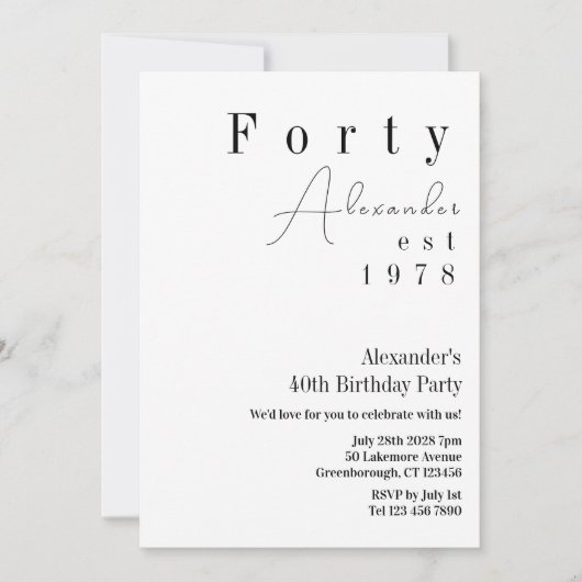 40 minimale 40ste verjaardag kaart (Voorkant)