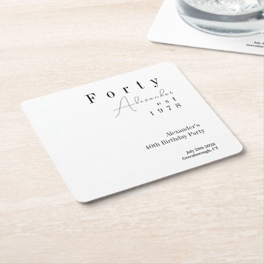 40 minimale 40ste verjaardag kartonnen onderzetters (Schuin)