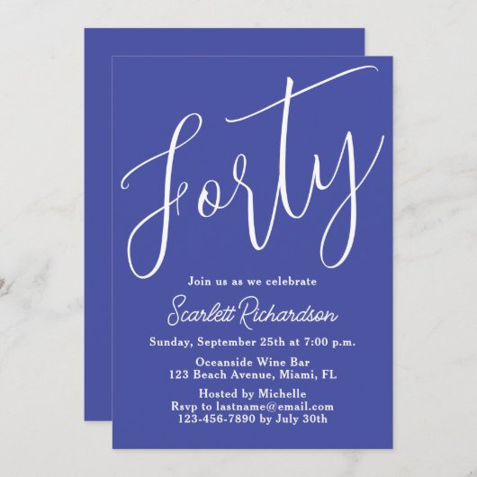 40 Modern Script Lavendel Paarse 40e Verjaardag Kaart (Voorkant / Achterkant)