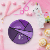 40 Moderne Paarse geometrische 40e verjaardag Papieren Bordje (Feest)