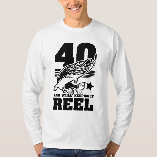 40 nog steeds 40e verjaardag Vist GIF T-shirt (Voorkant)