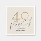 40 & onberispelijk zwart roze goud & grijs op maat servet (Voorkant)