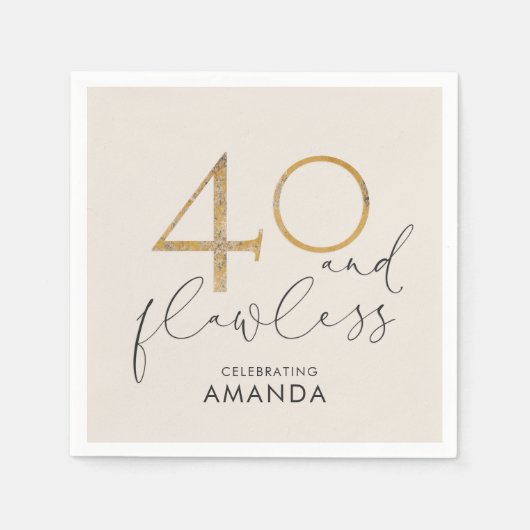 40 & onberispelijk zwart roze goud & grijs op maat servet (Voorkant)