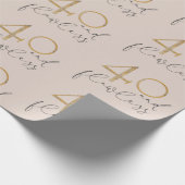 40 & onberispelijke Blush Pink Gold & Grey 40th Bi Cadeaupapier (Hoek)
