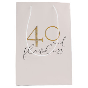 40 & onberispelijke Blush roze & Gold 40e verjaard Medium Cadeauzakje