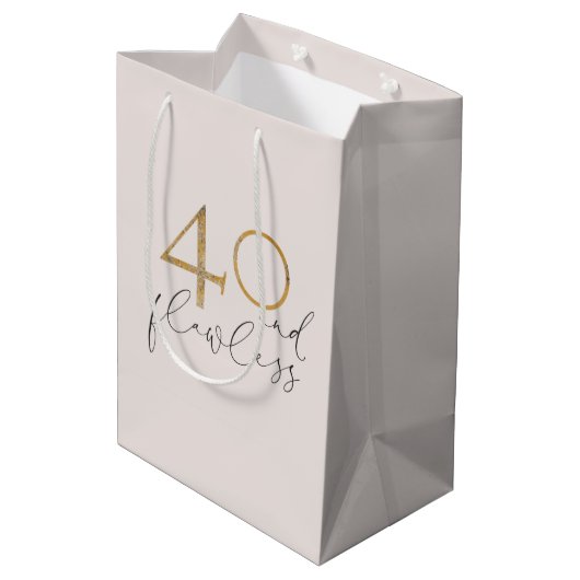 40 & onberispelijke Blush roze & Gold 40e verjaard Medium Cadeauzakje (Achterkant Gekanteld)