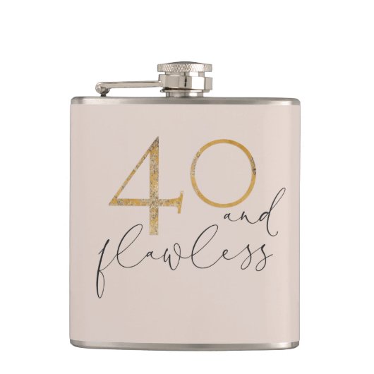 40 & onberispelijke roze en gouden 40e verjaardag heupfles (Voorkant)