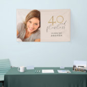 40- & perfect roze en gouden 40e verjaardag Foto Spandoek (Beurs)