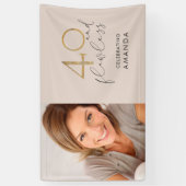 40- & perfect roze en gouden 40e verjaardag Foto Spandoek (Verticaal)