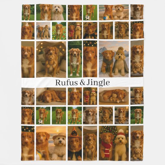 40 Photo Collage Template And Text Personalized Fleece Deken (Voorkant)