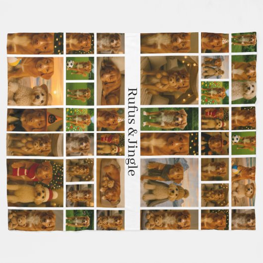 40 Photo Collage Template And Text Personalized Fleece Deken (Voorkant (Horizontaal))