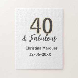 40 & prachtig grijs geel verjaardag calligrafie legpuzzel