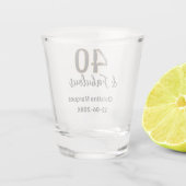40 & prachtig grijs geel verjaardag calligrafie shot glas (Achterkant)