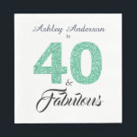 40 Prachtige Groene Glitter 40e Verjaardagsfeestje Servet<br><div class="desc">Vier je 40e verjaardag in stijl met dit elegante aangepaste ontwerp voor je 40e verjaardag, 40 en prachtig in groene glitter en zwart en jouw naam in chic schriftcalligrafie. Exclusief voor jou ontworpen door Happy Dolphin Studio. Als je hulp nodig hebt, neem dan contact met ons op via onze winkel....</div>