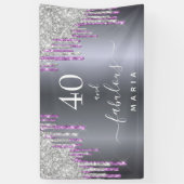 40 prachtige verjaardagsglans, paarse glitterglazu spandoek (Verticaal)