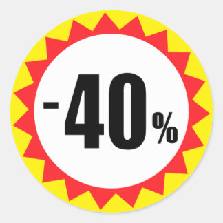 40 procent korting stickers rood wit geel
