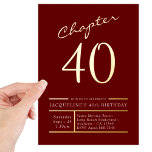 40 Red 40th Birthday Party Gold Folie Uitnodiging<br><div class="desc">Maak van je 40ste verjaardag een eerbetoon om je te herinneren met deze luxueuze rood met gouden folie uitnodigingen van Zazzle. Of u met familie en vrienden of met een intieme vergadering van uw naaste dierbaren viert, zullen deze klassieke en elegante uitnodigingen de toon voor uw speciale dag bepalen. Je...</div>
