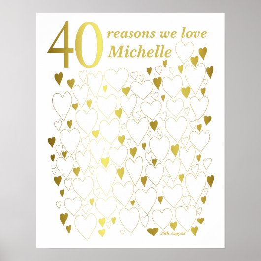 40 Redenen dat we van je houden - 40e verjaardag Poster (Voorkant)