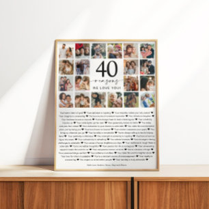 40 Redenen dat we van je houden Foto Collage Gesch Perfect Poster