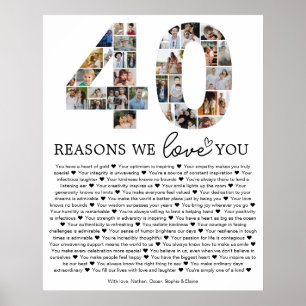 40 Redenen dat we van je houden Foto Collage Gesch Poster
