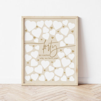 40 Redenen dat we van je houden Hartjes Cadeau Ver Poster