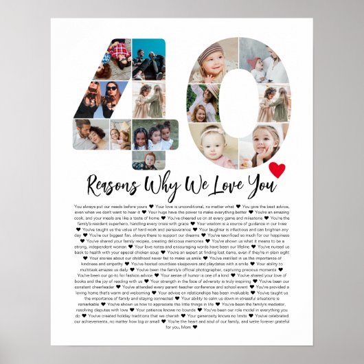 40 redenen waarom ik van je hou 40e verjaardag col poster (Voorkant)