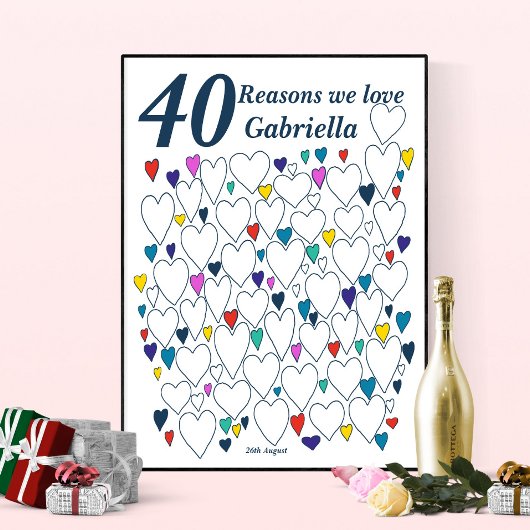 40 Redenen waarom we van je houden - 40e verjaarda Poster