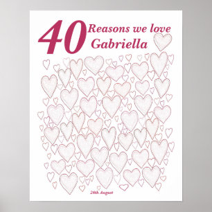 40 Redenen waarom we van je houden - 40e verjaarda Poster
