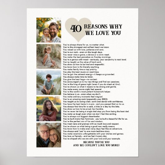 40 redenen waarom we van je houden 40ste verjaarda poster (Voorkant)