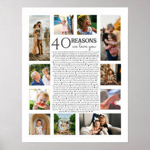 40 redenen waarom we van je houden Fotocollage Poster