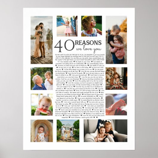 40 redenen waarom we van je houden Fotocollage Poster (Voorkant)