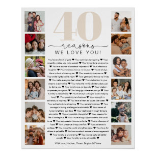 40 redenen waarom we van je houden verjaardagscade perfect poster