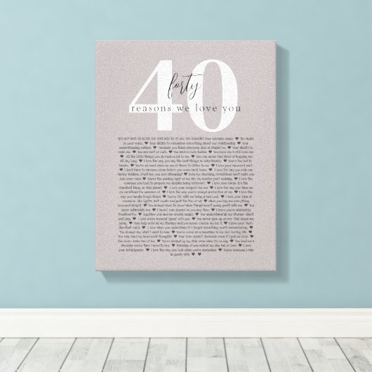 40 redenen waarom we van je tattoo-cadeau houden canvas afdruk (Insitu (Houten vloer))
