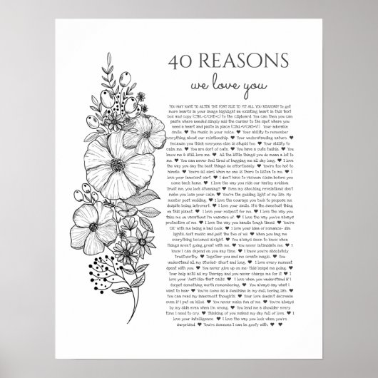 40 redenen waarom we van je tattoo-cadeau houden poster (Voorkant)