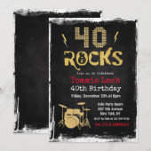 40 Rocks Rockstar gitaar 40e verjaardag uitnodigin Kaart (Voorkant / Achterkant)