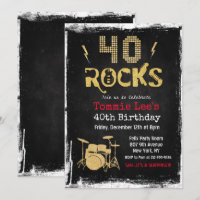 40 Rocks Rockstar Gitaar 40e Verjaardagsuitnodigin