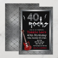 40 Rocks Rockstar Gitaar 40e Verjaardagsuitnodigin