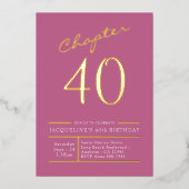 40 Roze 40e verjaardag Gold Folie Uitnodiging (Voorkant)