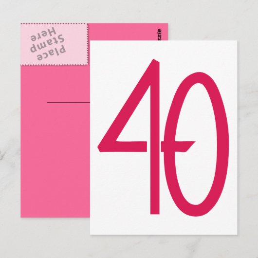 40 Roze Briefkaart (Voorkant / Achterkant)