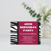 40 Roze + zwarte Zebra Kaart (Staand voorkant)