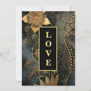 *~ 40 RSVP AR26 QR Gold Lace LOVE Vintage Wedding Kaart