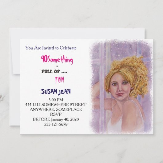 40 Something & Full of Fun Blond Curls Uitnodiging (Voorkant)